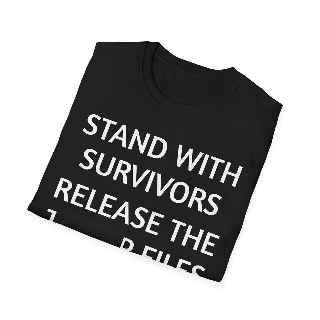 Stand With Survivors Release The [Redacted] Files T-Shirt | Activist Survivor Tee