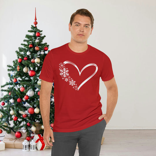 Holiday Season T-Shirt - Hearts and Snowflakes Winter T-Shirt