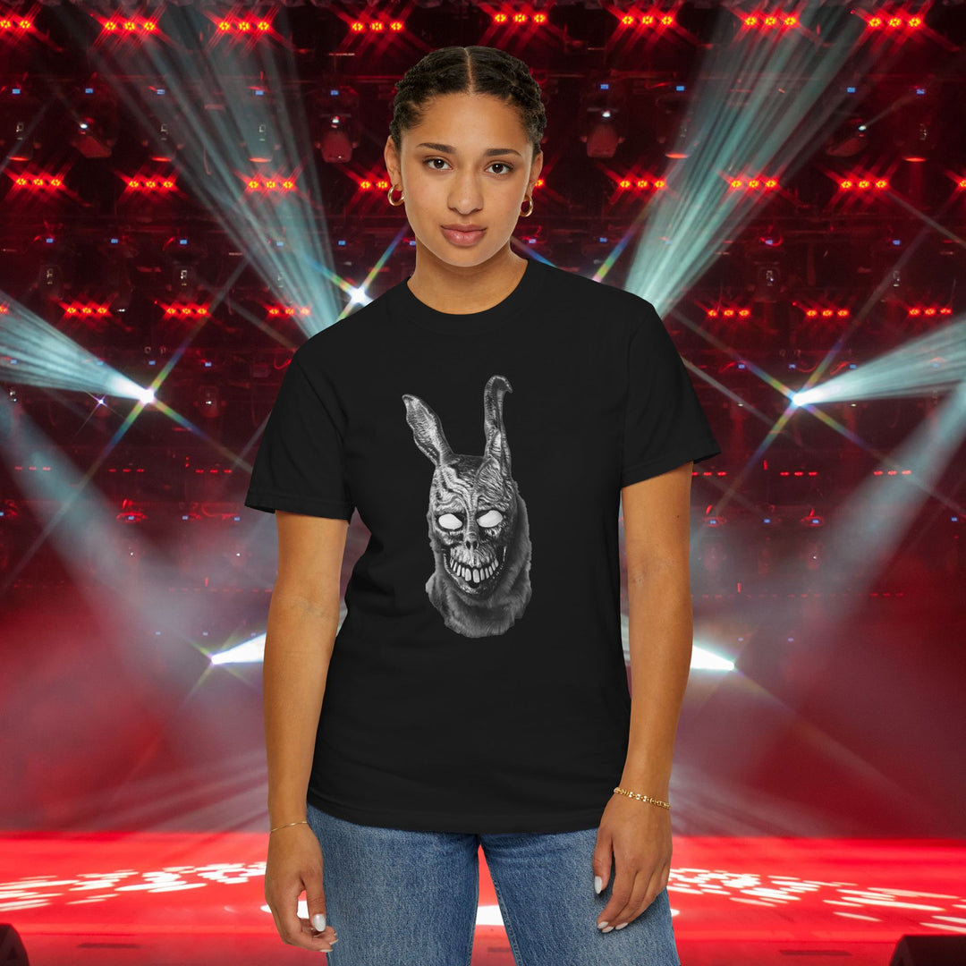 Mad World Donnie Darko Inspired Distorted Rabbit Skull T-Shirt | Dark Surreal Bunny Graphic