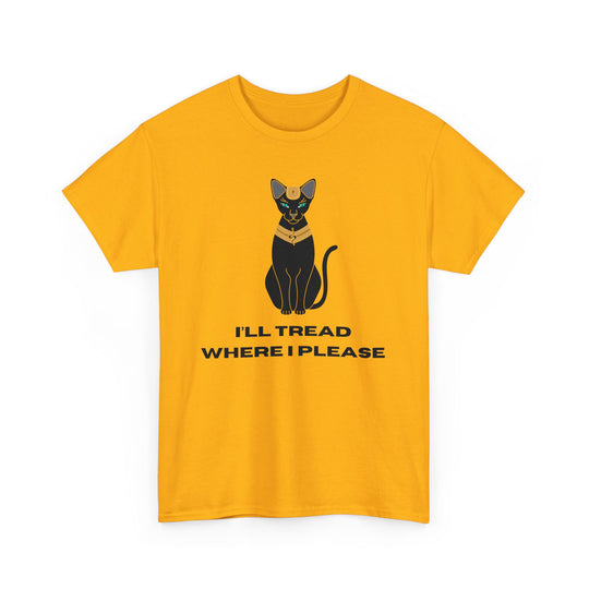 Empowering T-Shirt - I'll Tread Where I Please - Black Cat with Snake Design - Gadsden Flag