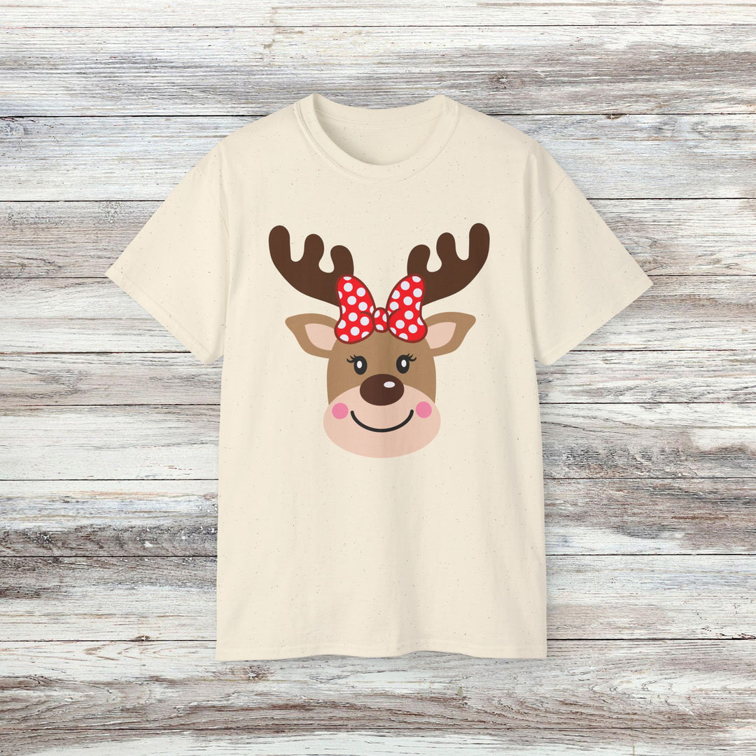 Cute Girl Reindeer Face Family Christmas Shirt