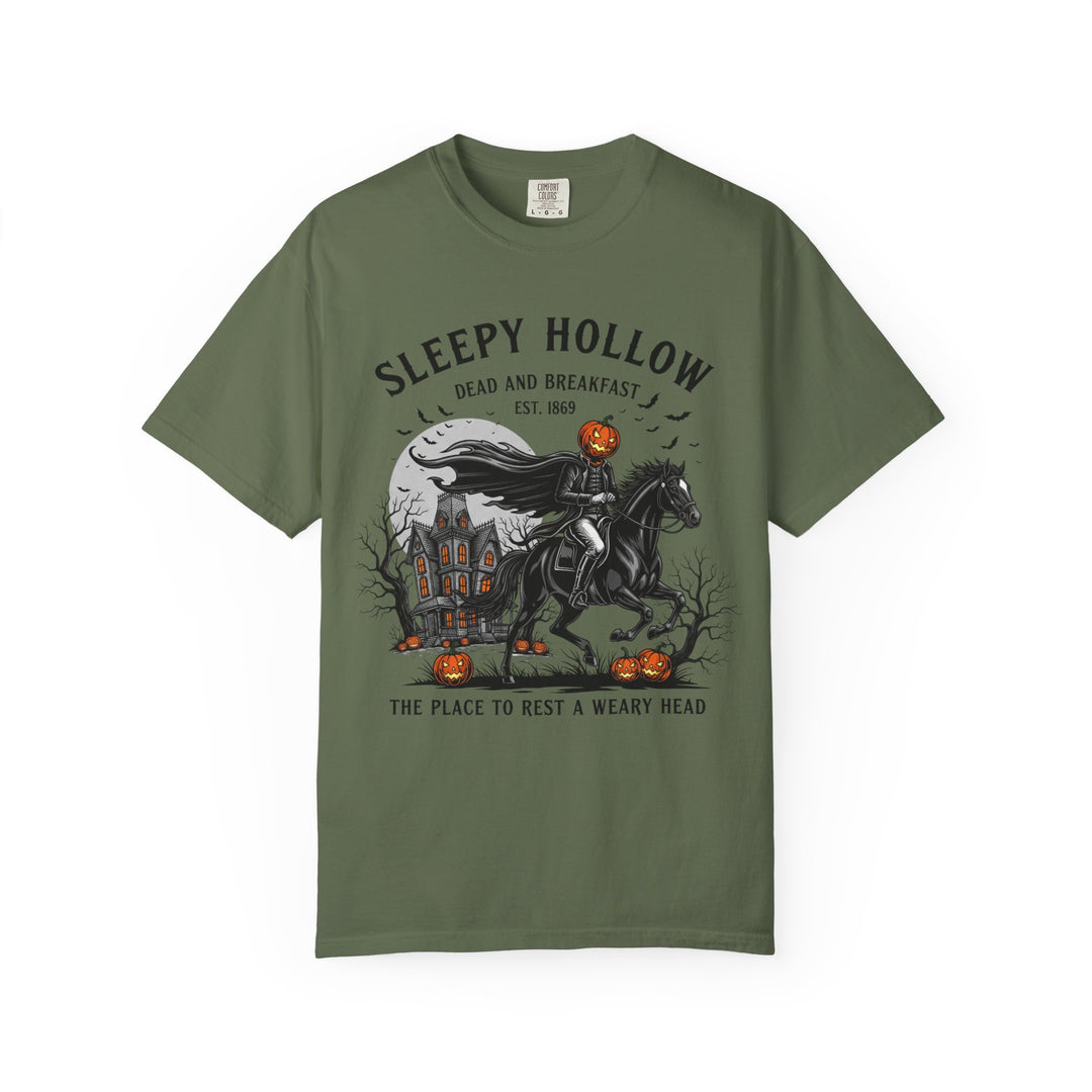 Sleepy Hollow Dead and Breakfast T-Shirt | Halloween Pumpkin Graphic Tee | Cute Autumn Thanksgiving Shirt