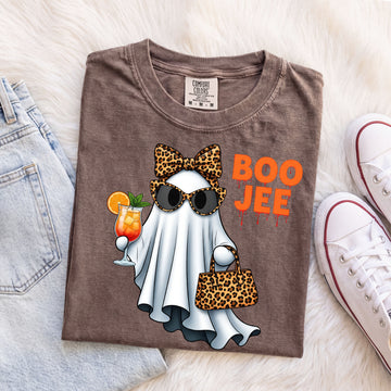 Funny Fall Boo Jee T-Shirt | Fancy Ghost with Designer Bag and Cocktail | Unisex Comfort Colors® Tee