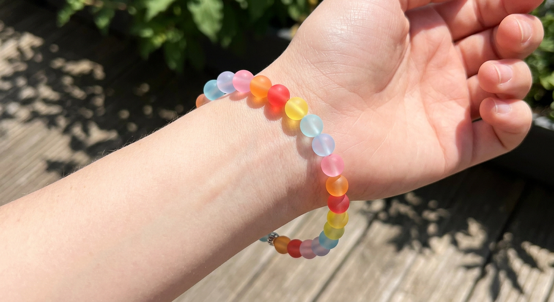 Color Changing UV Bead Bracelet | 8mm UV Sensitive Beads | Sunlight Color Changing Stretch Bracelet