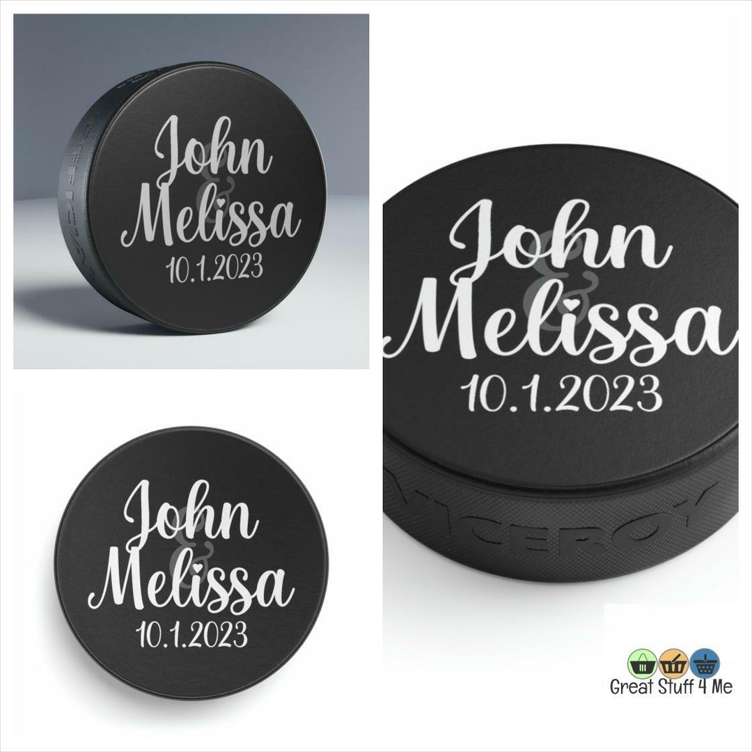 Custom Hockey Puck Wedding Favors by@Outfy
