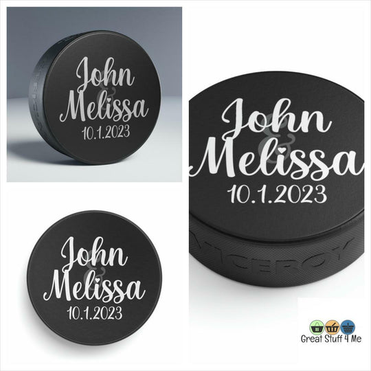 Custom Hockey Puck Wedding Favors by@Outfy