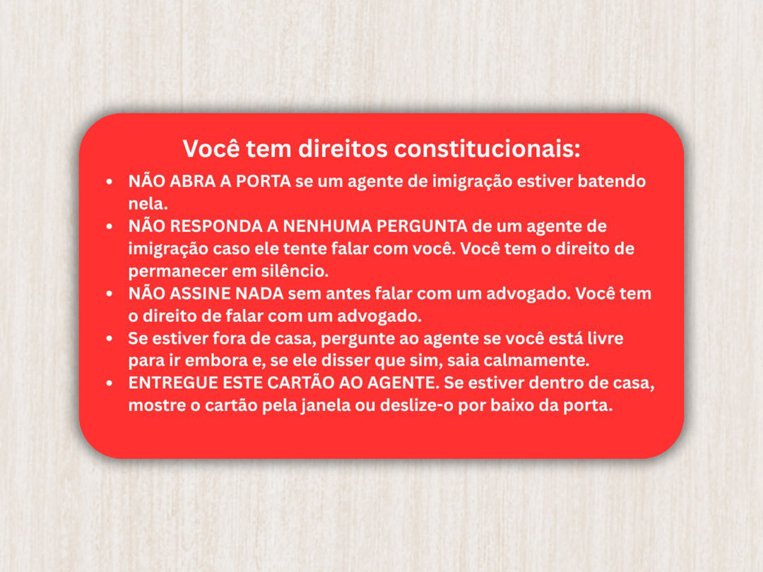 Know Your Rights Cards for Immigrants | ICE Response Cards | English, Spanish, French &amp;amp; Portuguese