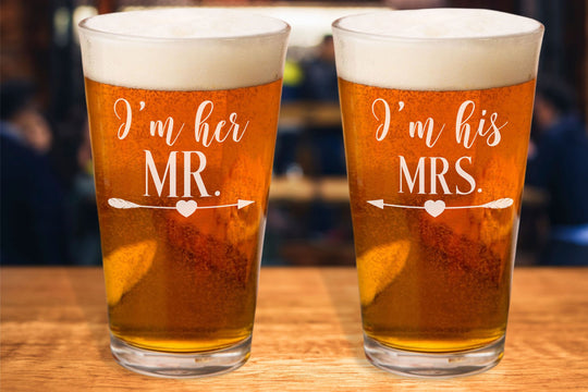 Custom Mr. and Mrs. Wedding Beer Glasses