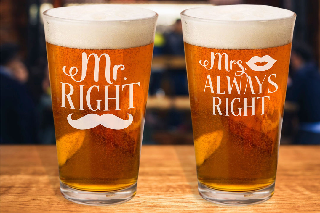 Custom Mr. and Mrs. Wedding Beer Glasses