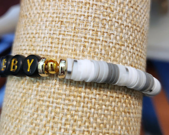 Personalized Name Custom Beaded Bracelet with Gold Accents