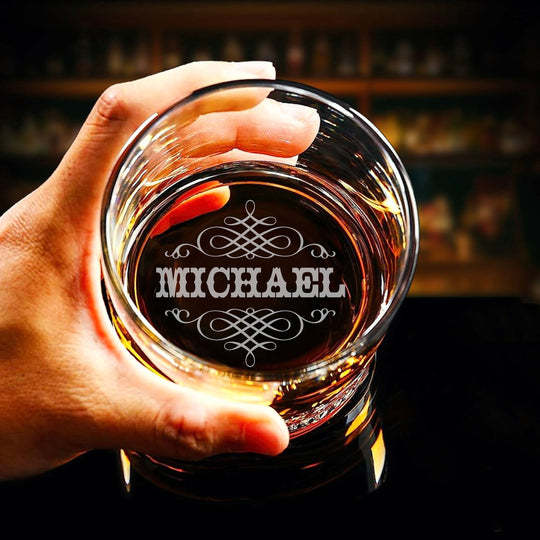 Whiskey Lover’s Custom Engraved Rocks Glass - Personalized Bottom Engraving