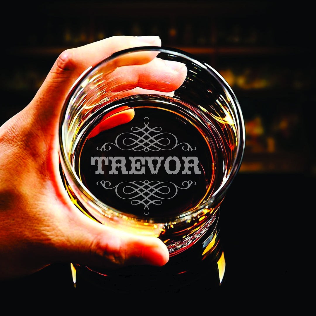 Whiskey Lover’s Custom Engraved Rocks Glass - Personalized Bottom Engraving