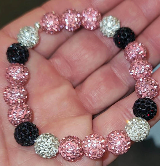 Diamond Pitch Bling - Baseball & Softball Beaded Bracelet - Pink Purple Silver