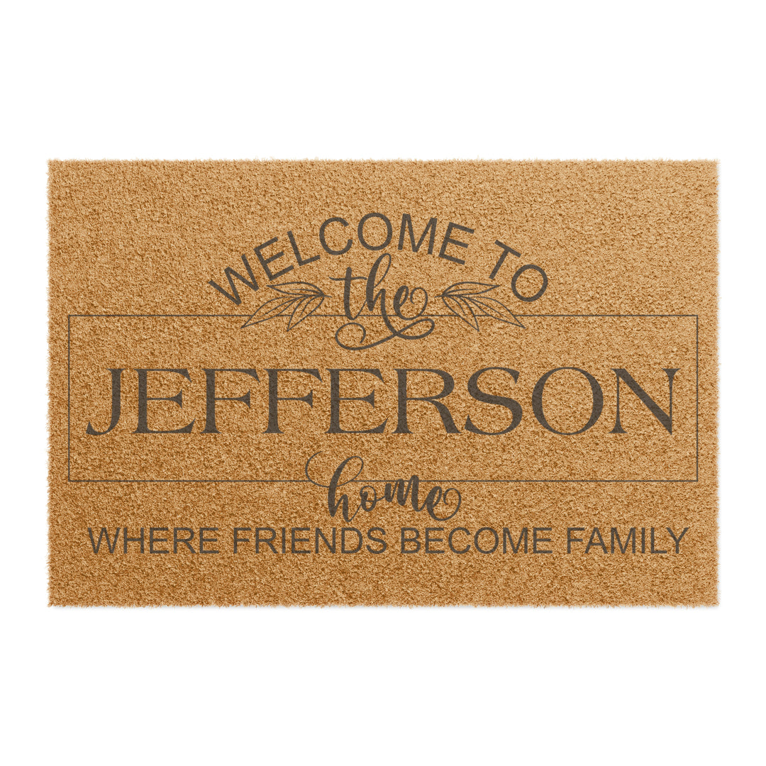 Custom Family Name Welcome Mat - Personalized Coir Doormat