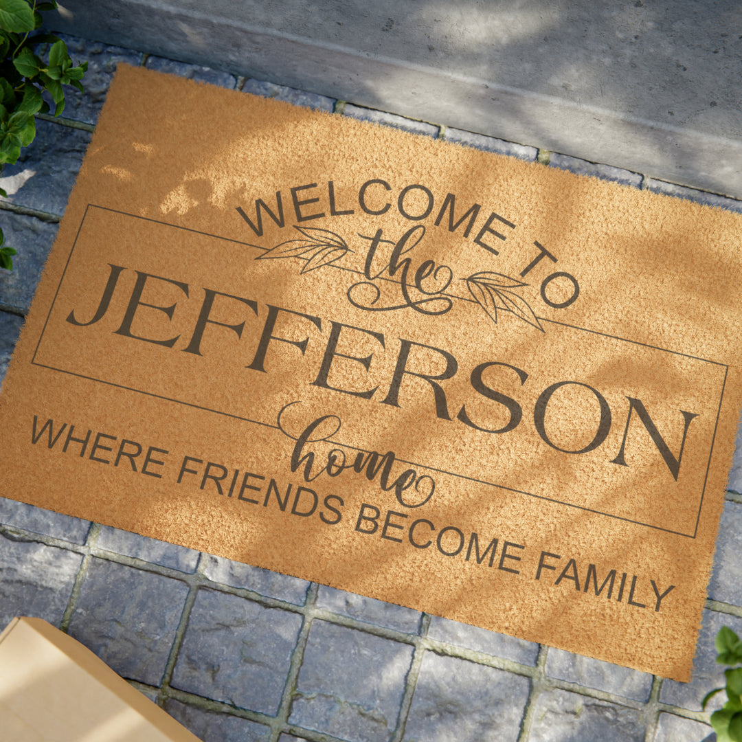 Custom Family Name Welcome Mat - Personalized Coir Doormat