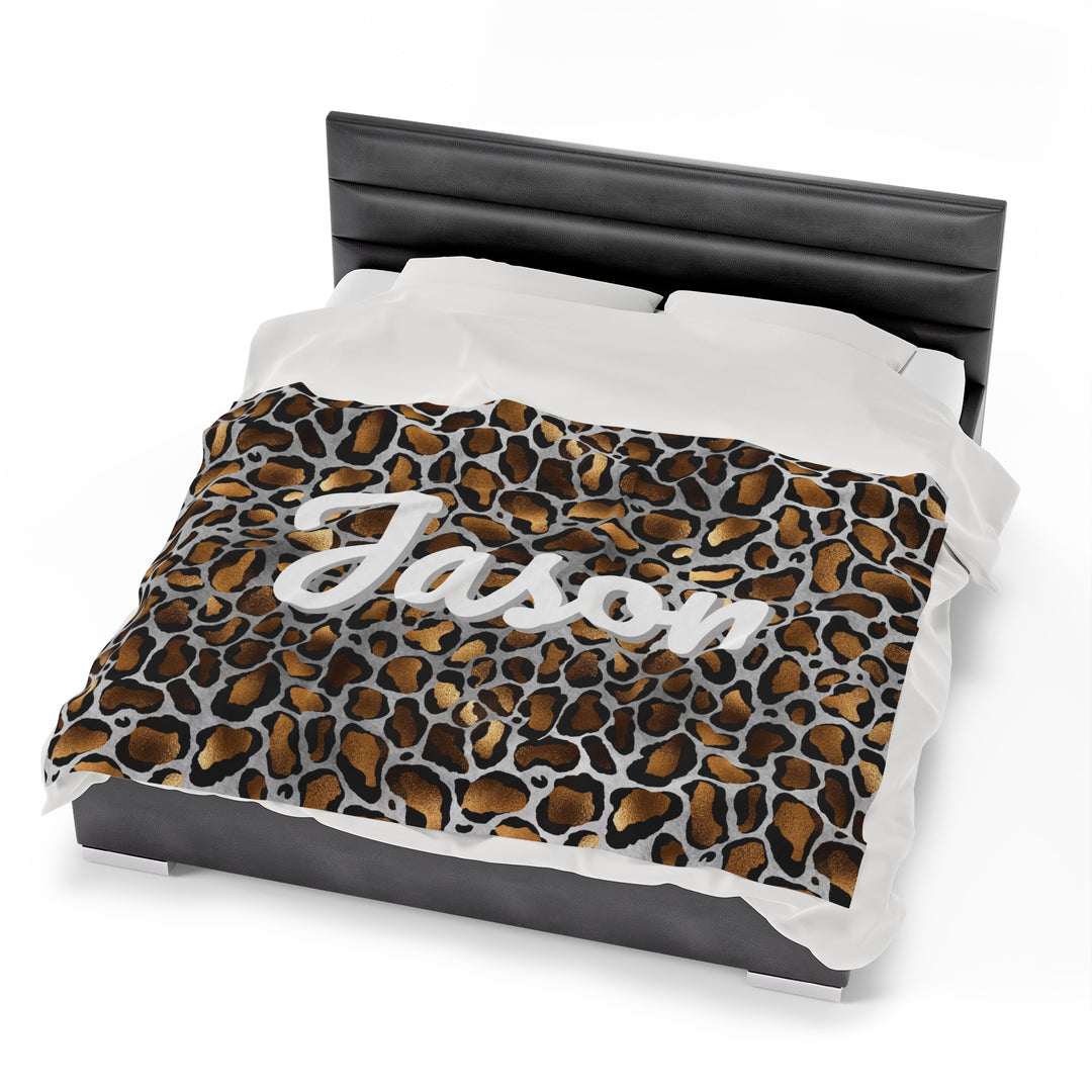 Get Wildly Cozy - Manta personalizada con estampado de leopardo