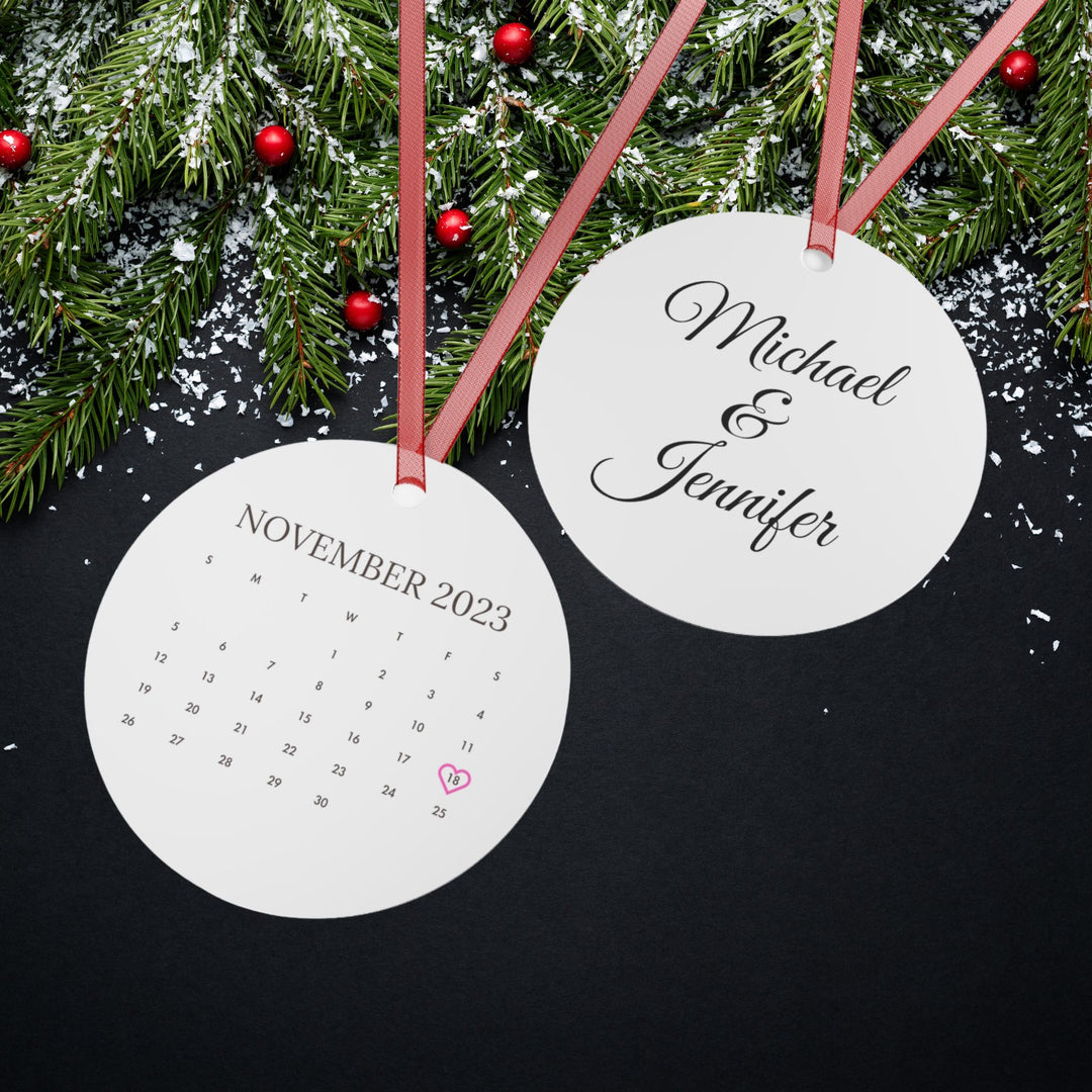 Personalized Christmas Ornament with Names and Calendar Date