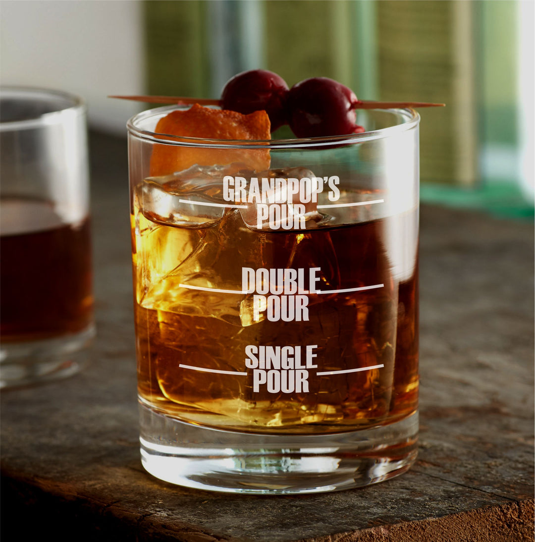 Engraved 12oz Whiskey Glass - Pour Lines
