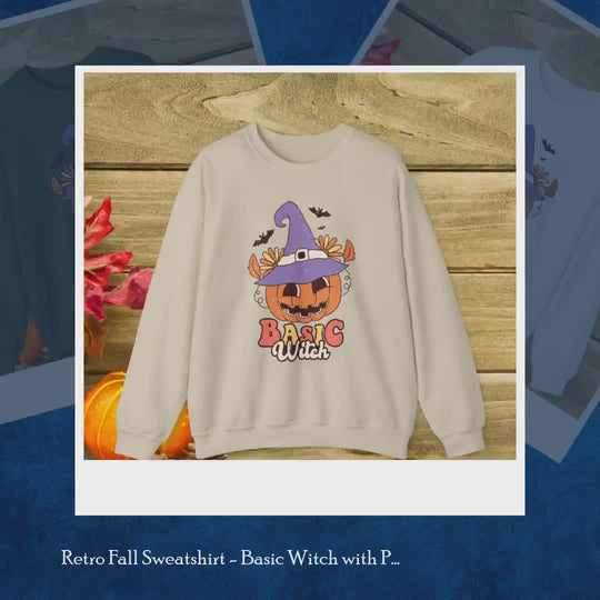 Retro Fall Sweatshirt - Basic Witch with Pumpkin by@Outfy