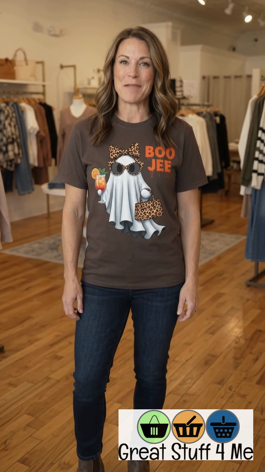 Funny Fall Boo Jee T-Shirt | Fancy Ghost with Designer Bag and Cocktail | Unisex Comfort Colors&amp;reg; Tee by@Outfy