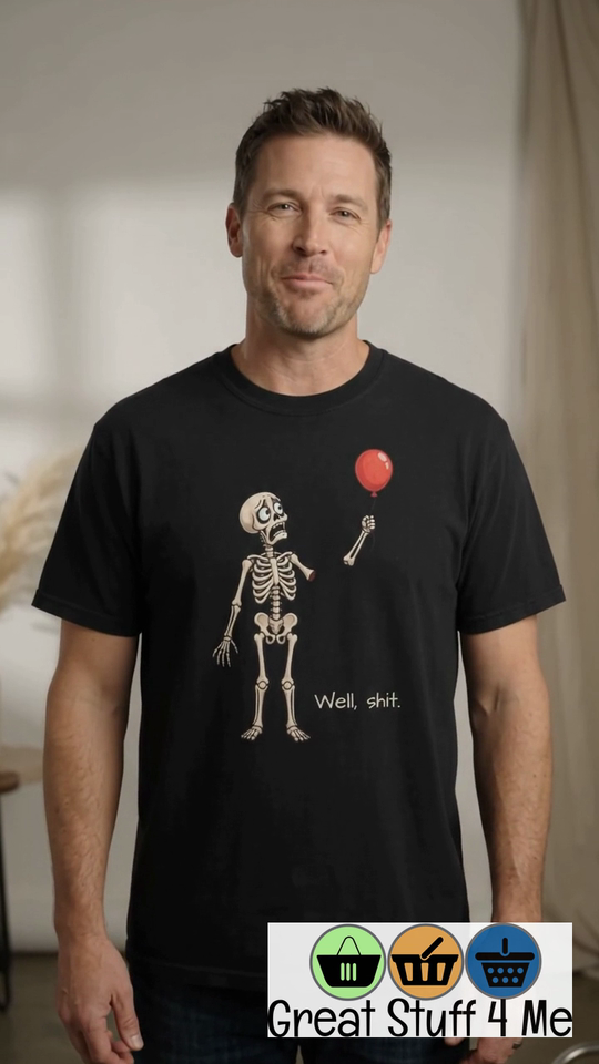 Funny Fall Skeleton and Balloon T-Shirt | Unisex Comfort Colors&amp;reg; Tee by@Outfy