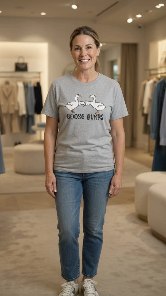 Goose Bumps Tee Shirt | Silly Goose Fist Bump Graphic T-Shirt by@Outfy