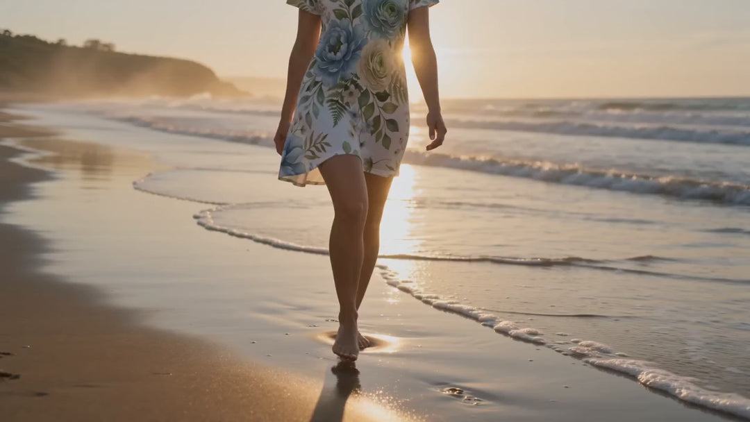 Blue &amp; Sage Watercolor Floral Dress | Romantic Botanical Print Dress