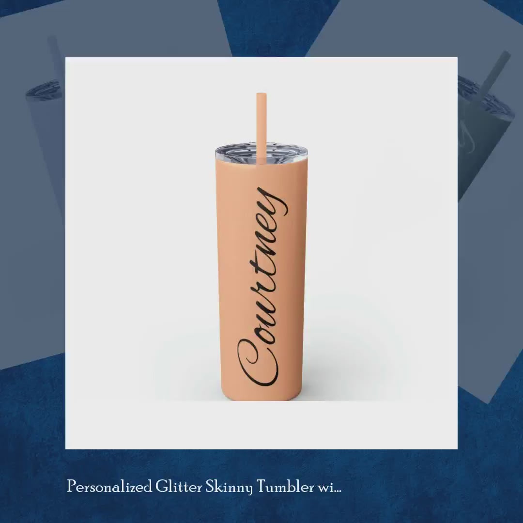 Personalized Glitter Skinny Tumbler by@Outfy