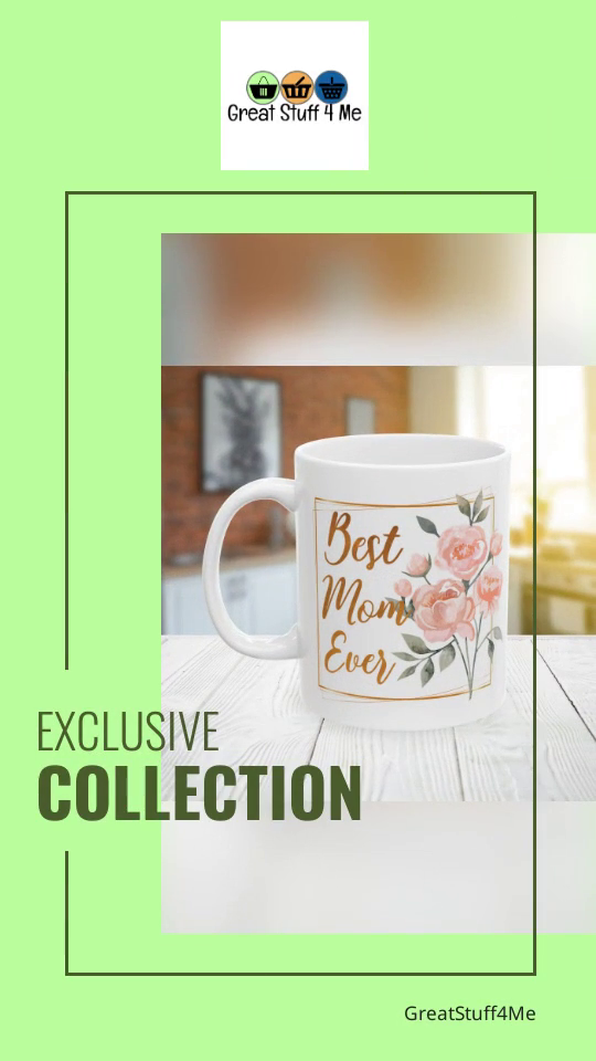 Personalized Best Mom Ever Coffee Mug with Watercolor Floral Bouquet | Custom Gift for Mom Ceramic Mug by@Outfy