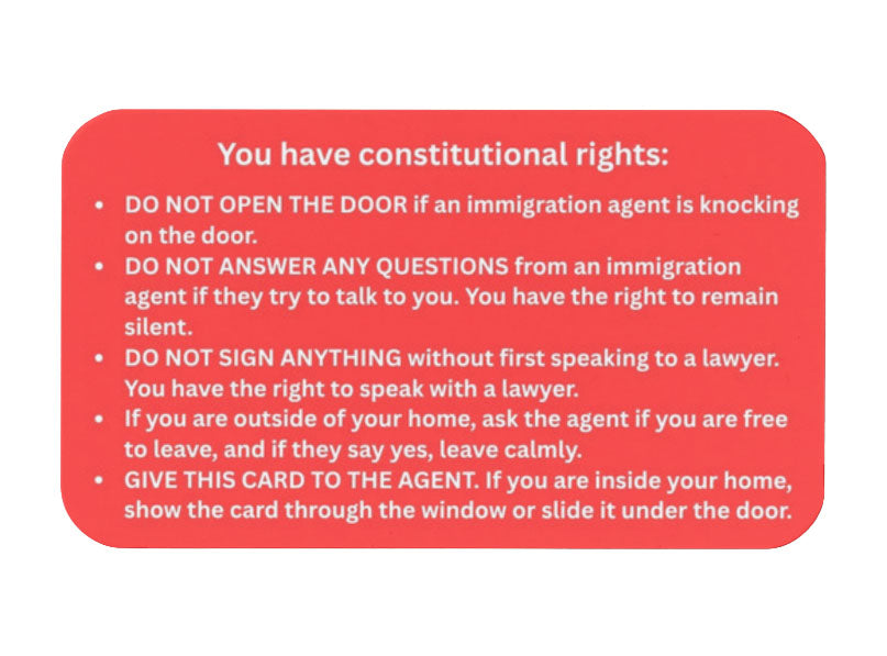 Know Your Rights Cards for Immigrants | ICE Response Cards | English or Spanish
