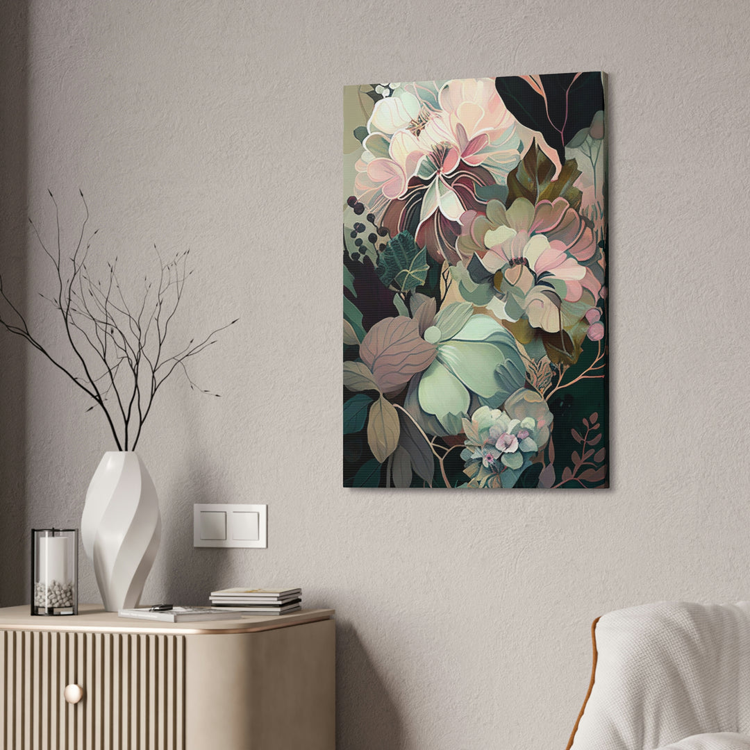 Abstracciones florales en colores pastel: impresión de lienzo moderno para decoración de pared boho