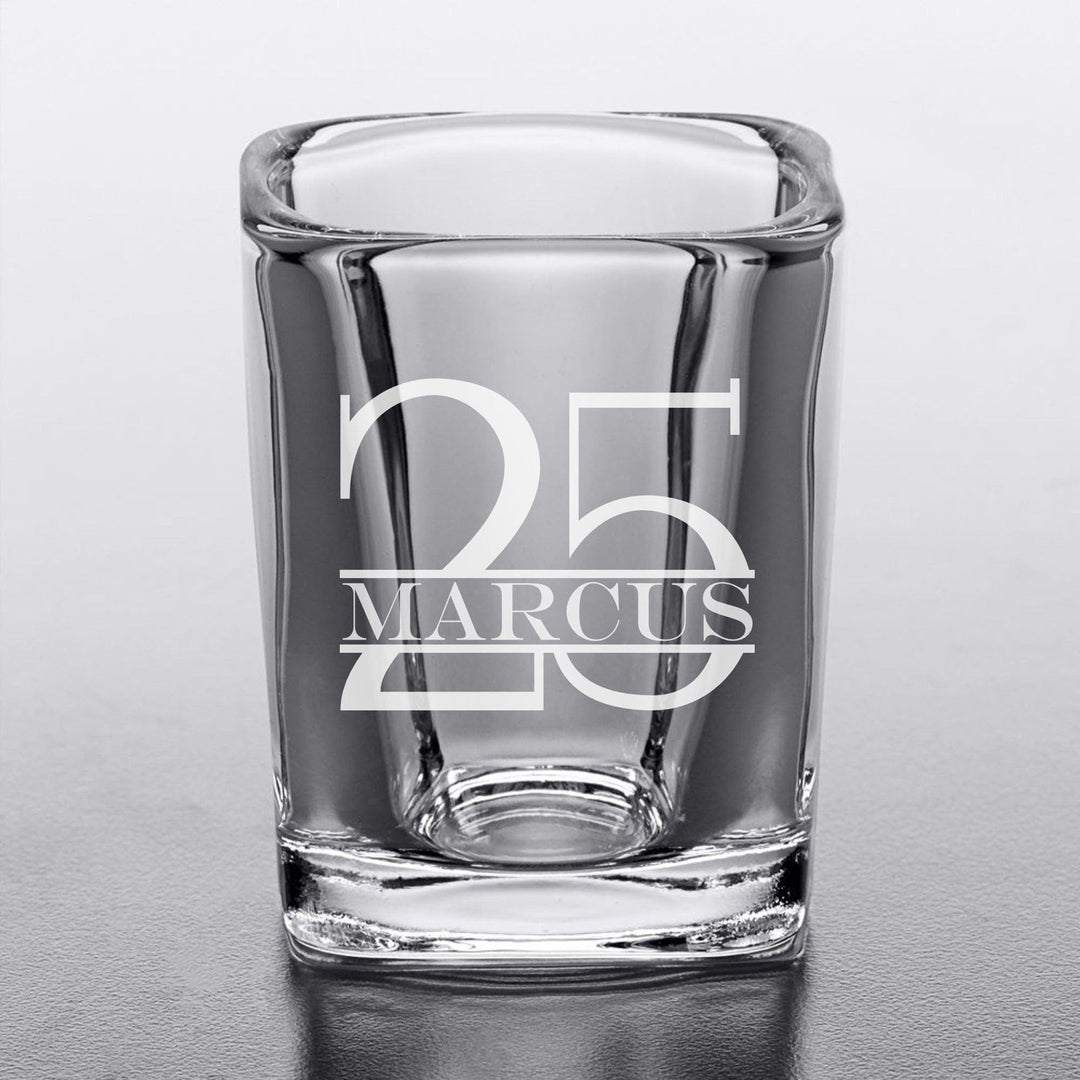 25th Birthday Gift Shot Glass - Square 2oz Shot Glass