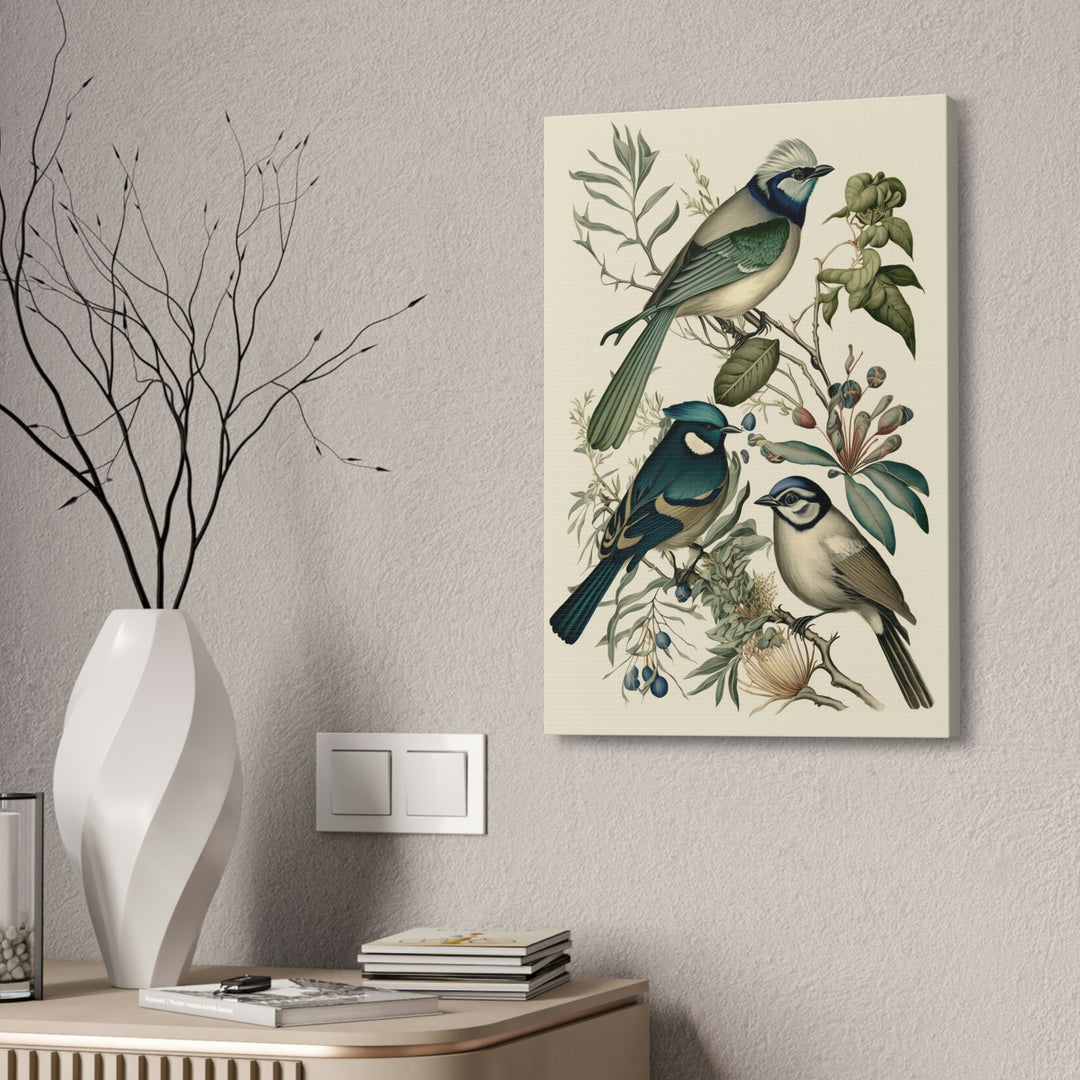 Impression sur toile Art mural Illustrations d'oiseaux vintage pastel