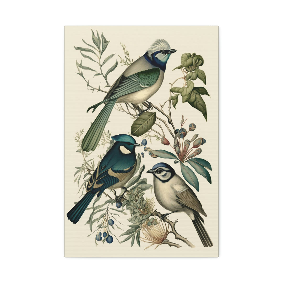 Impression sur toile Art mural Illustrations d'oiseaux vintage pastel