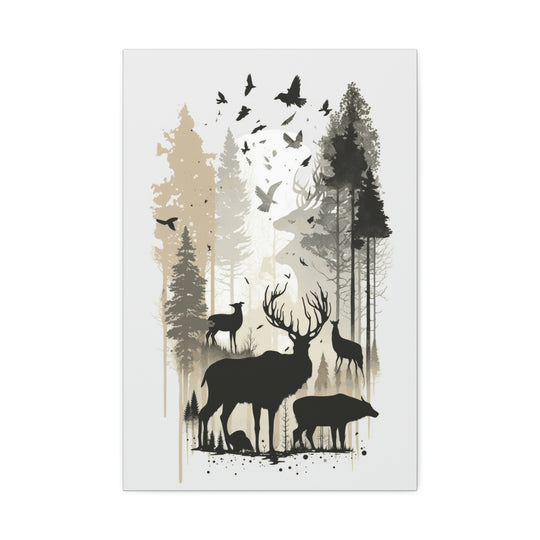 Canvas Print Wall Art Pastel Forest Wildlife Animals