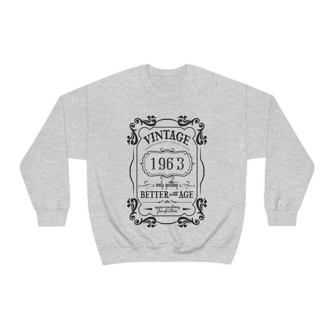 60th Birthday Vintage 1963 Sweatshirt - 60th Birthday Gifts for Dad and Gift Ideas for Mom S / Ash