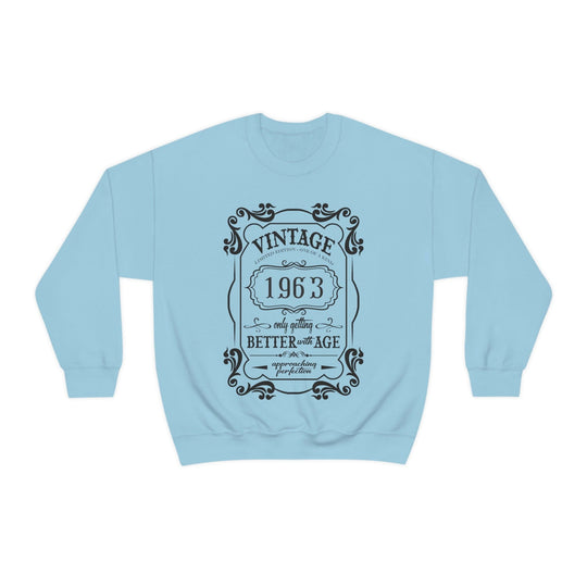 60th Birthday Vintage 1963 Sweatshirt - 60th Birthday Gifts for Dad and Gift Ideas for Mom S / Light Blue