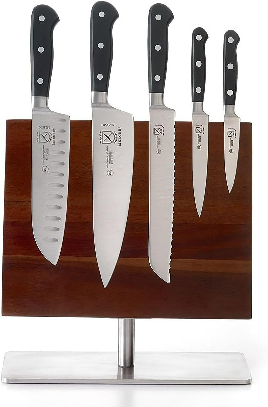Bloc de couteaux en bois gravé sur mesure, Mercer Culinary Grand Acacia
