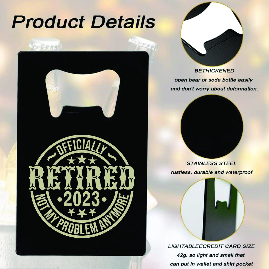Happy Retirement - Black Stainless Steel Beer Bottle Opener