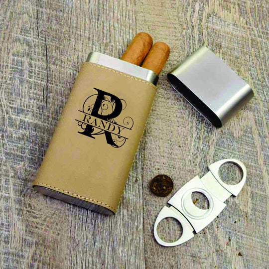 Porte-étui à cigares personnalisé avec coupe-cigare
