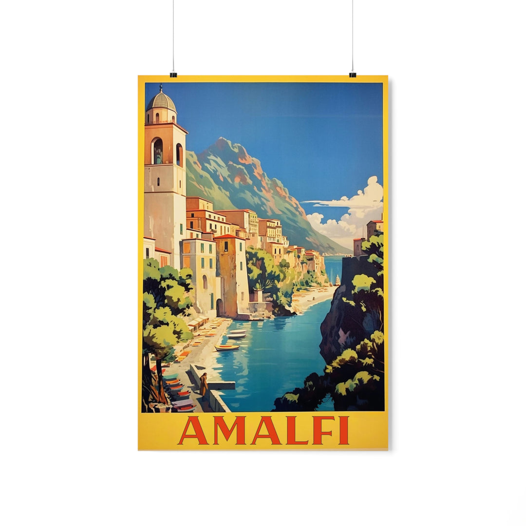 Amalfi Coast Vintage Travel Poster - Premium Matte Vertical Posters