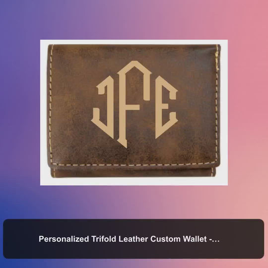 Personalized Trifold Leather Custom Wallet - Diamond Monogram by@Vidoo