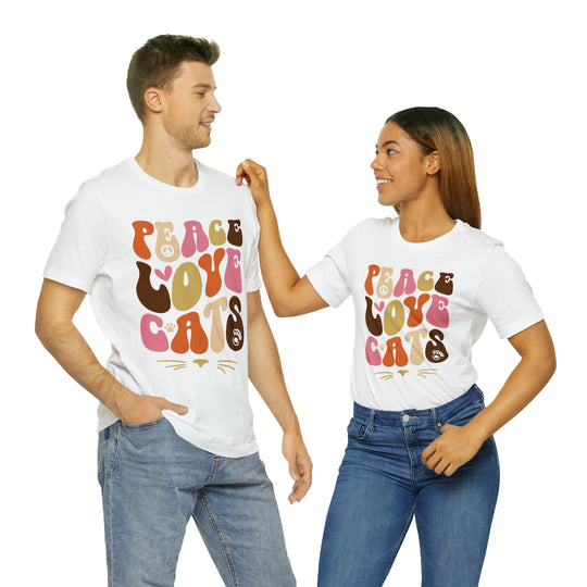T-shirt pour amoureux des chats avec "Paix, Amour, Chats"