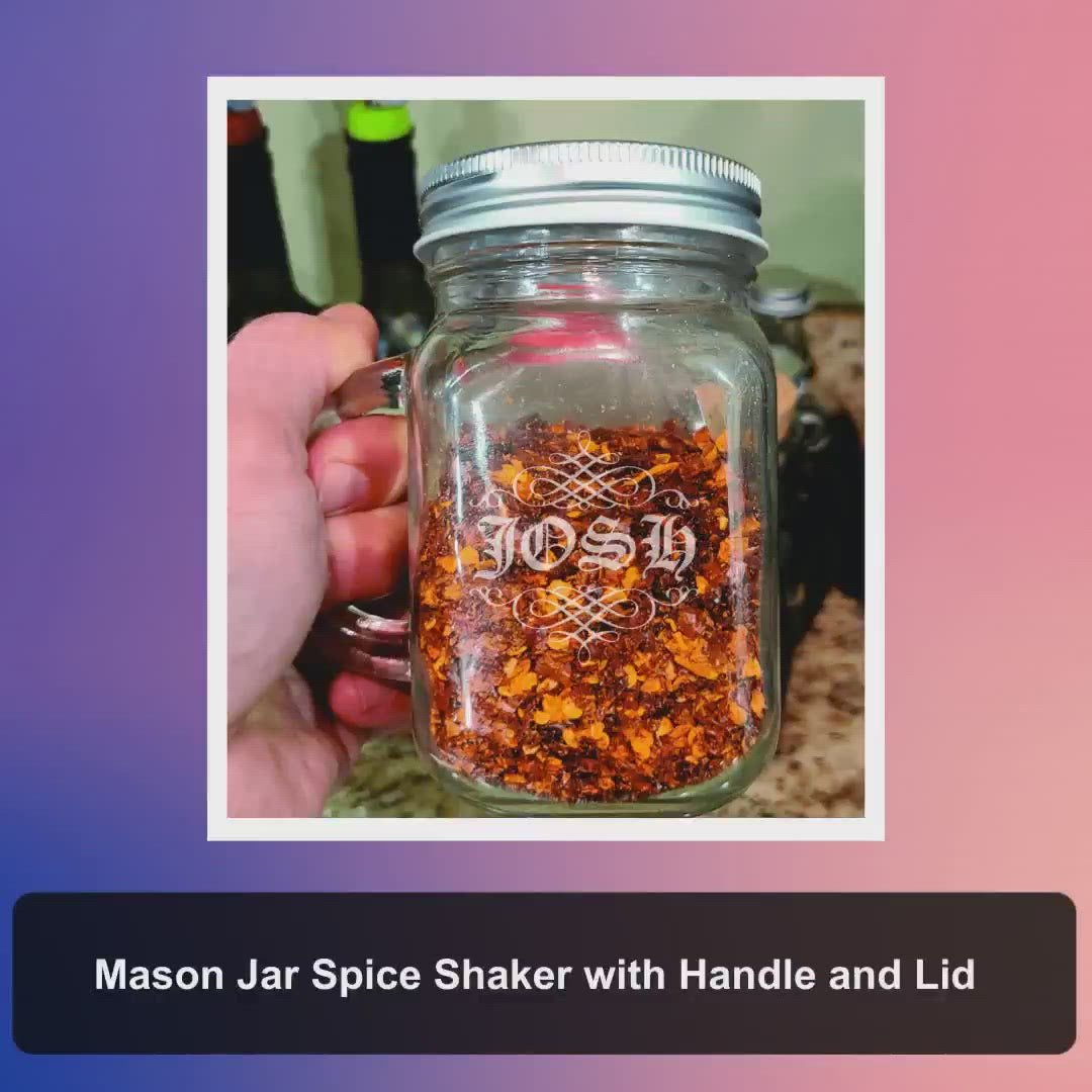 Mason Jar Spice Shaker with Handle and Lid
