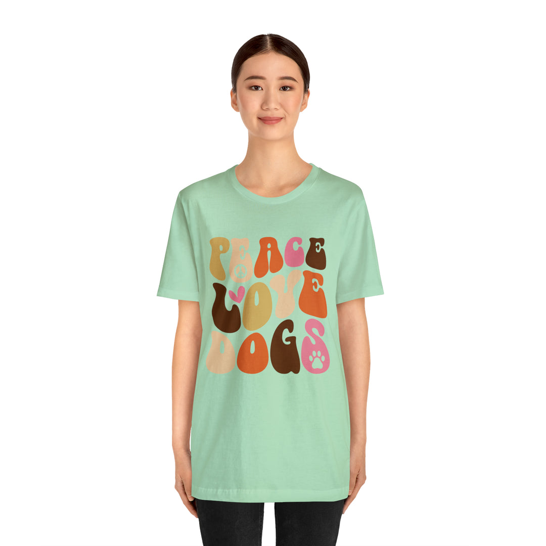 Dog Lover T-Shirt with "Peace, Love, Dogs"