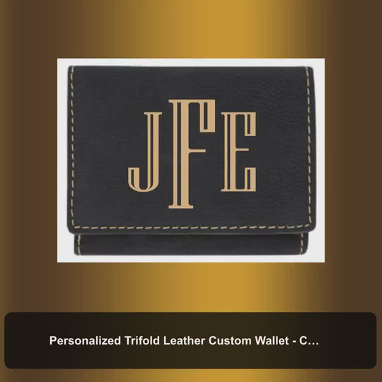 Personalized Trifold Leather Custom Wallet - Classic Monogram by@Vidoo