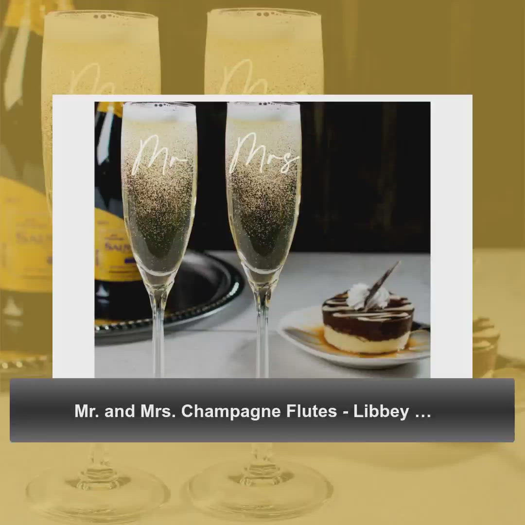Mr. and Mrs. Champagne Flutes - Libbey Champagne Glasses by@Vidoo