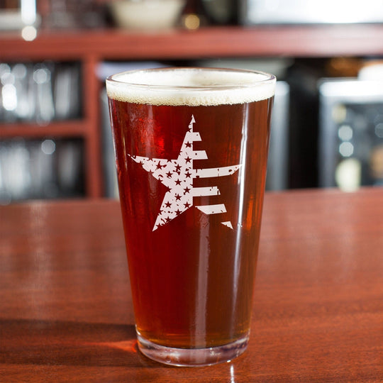 American Flag Beer Pint 16 oz Glass Star