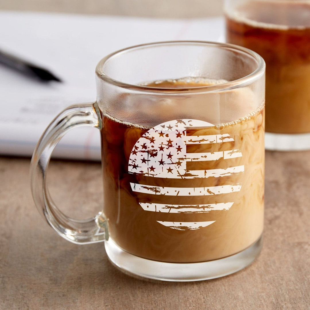 American Flag Mug - Laser Engraved 12 oz Coffee Mug Circle