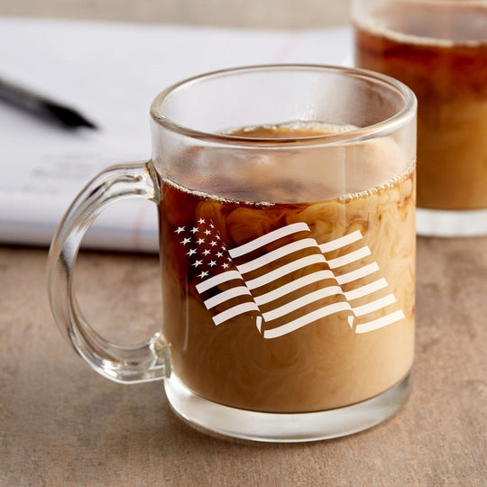 American Flag Mug - Laser Engraved 12 oz Coffee Mug Waving